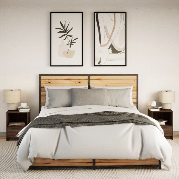 vidaXL Nachtkastjes met LED 2 st bewerkt hout bruin eikenkleur