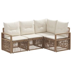 vidaXL Tuinbankenset 4 pcs Beige poly rattan