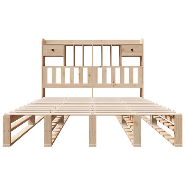 vidaXL Bed met boekenkast zonder matras massief grenenhout 150x200 cm