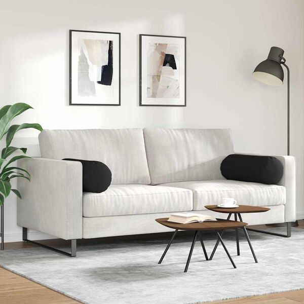 vidaXL Bolster Kussens 2 stuks Zwart Ø 25 x 70 cm Microvezel Stof