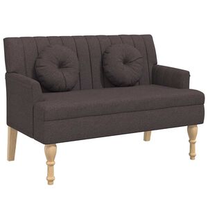 vidaXL Bankje met kussens 113x64,5x75,5 cm stof donkerbruin