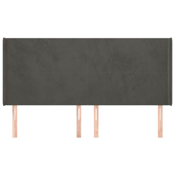 vidaXL Hoofdbord met randen 203x16x118/128 cm fluweel donkergrijs