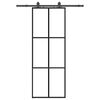 vidaXL Schuifdeur met beslagset 76x205 cm ESG glas zwart