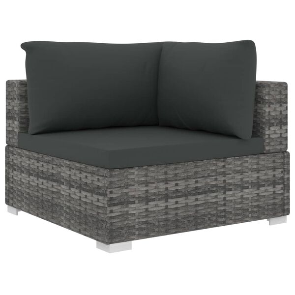 vidaXL 10-delige Loungeset met kussens poly rattan grijs