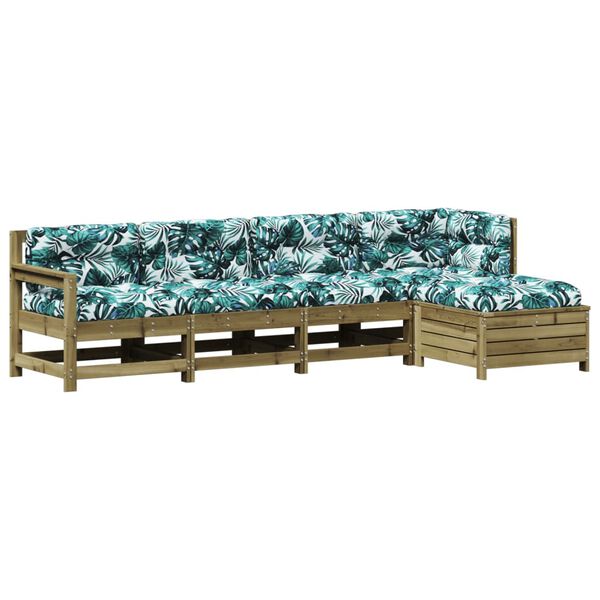 vidaXL 5-delige Loungeset met kussens ge&iuml;mpregneerd grenenhout