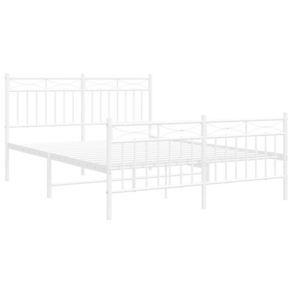 vidaXL Bedframe met hoofd- en voeteneinde metaal wit 140x200 cm
