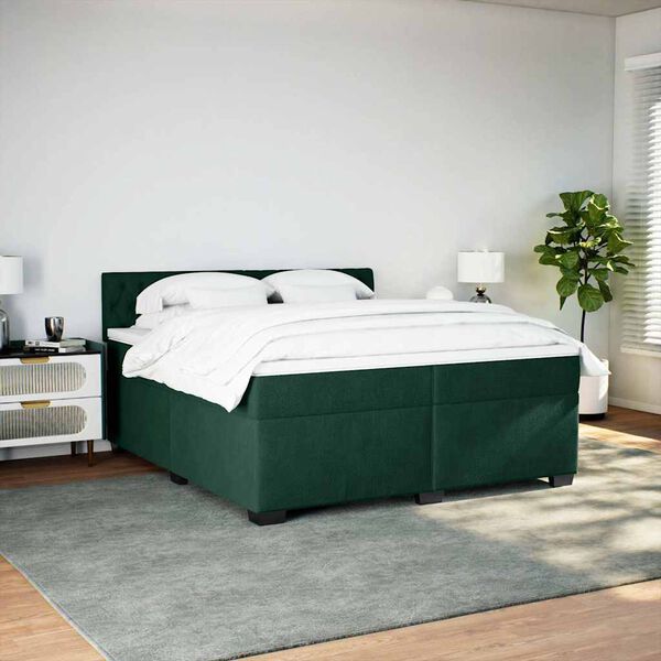 vidaXL Boxspring met matras fluweel donkergroen 200x200 cm