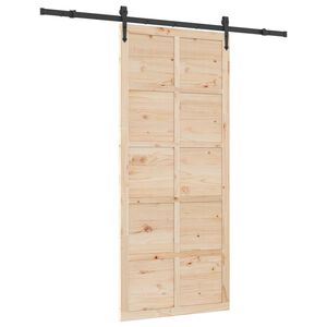vidaXL Schuifdeur Naturel 80 x 208 cm Massief grenenhout