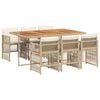 vidaXL 7-delige Tuinset met kussens poly rattan beige