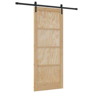 vidaXL Schuifdeur 86 x 211 cm Massief grenenhout Naturel en Zwart