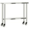 vidaxl Keukenwerktafel met wielen 110x30x85 cm roestvrij staal