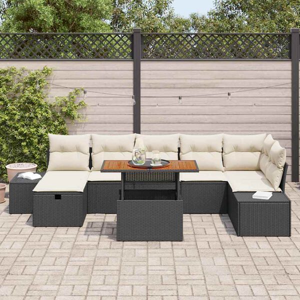 vidaXL Tuin Sofa Set 8 pcs Zwart poly rattan