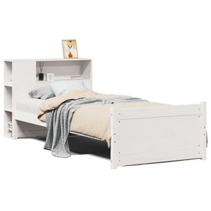 vidaXL Bed met boekenkast zonder matras grenenhout wit 90x190 cm