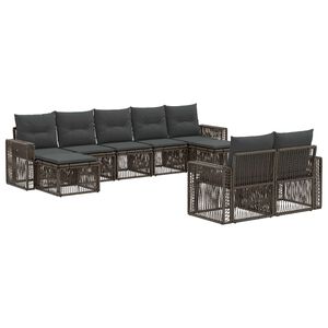 vidaXL Tuinbankenset 9 st Grijs en Donkergrijs poly rattan