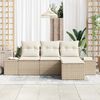 vidaXL Tuin Sofa Set met kussen 4 pcs Beige en Cr&egrave;me poly rattan