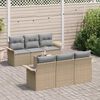 vidaXL Tuin Sofa Set met kussen 7 pcs Beige poly rattan