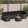 vidaXL Tuin Sofa Set met kussen met opslag 8 pcs Zwart Poly riet
