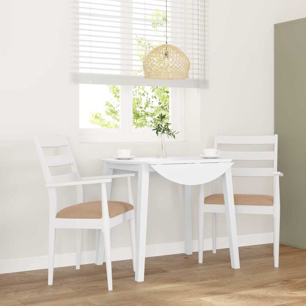 vidaXL Eetkamerstoelen met kussens 2 stuks wit massief hout rubber