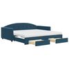 vidaXL Slaapbank met onderschuifbed en lades 100x200 cm fluweel blauw
