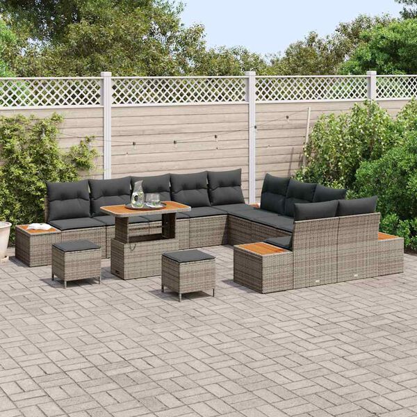 vidaXL Tuinbankenset 13 pcs Grijs poly rattan