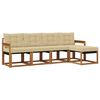 vidaXL Buiten bankenset met kussen 5 pcs Natuurlijk en Beige