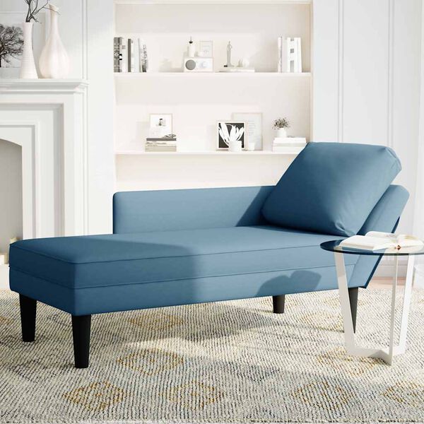 vidaXL Chaise longue met kussen en rechterarmleuning fluweel blauw