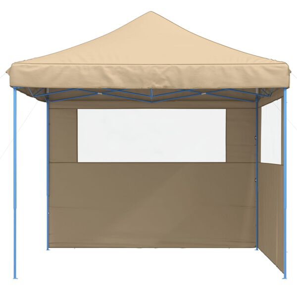 vidaXL Partytent inklapbaar pop-up met 2 zijwanden beige