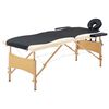 vidaXL Massagetafel inklapbaar 2 zones hout zwart en beige