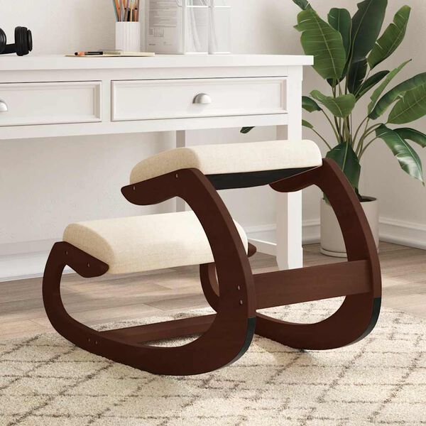 vidaXL Knielstoel 55x84x55 cm berkenhout multiplex cr&egrave;mekleurig