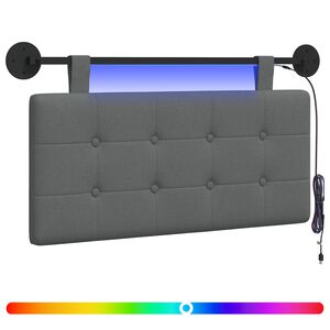 vidaXL Hangend hoofdbord Met LED-verlichting Donkergrijs Stof