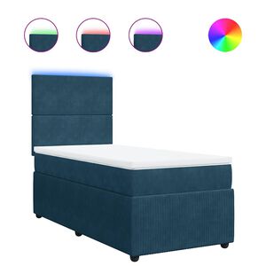vidaXL Boxspring met matras fluweel blauw 80x200 cm