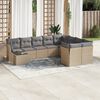 vidaXL 10-delige Loungeset met kussens poly rattan beige