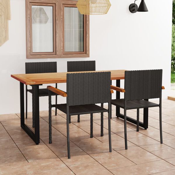 vidaXL 5-delige Tuinset poly rattan zwart
