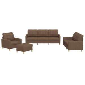 vidaXL 4-delige Loungeset met kussens stof bruin