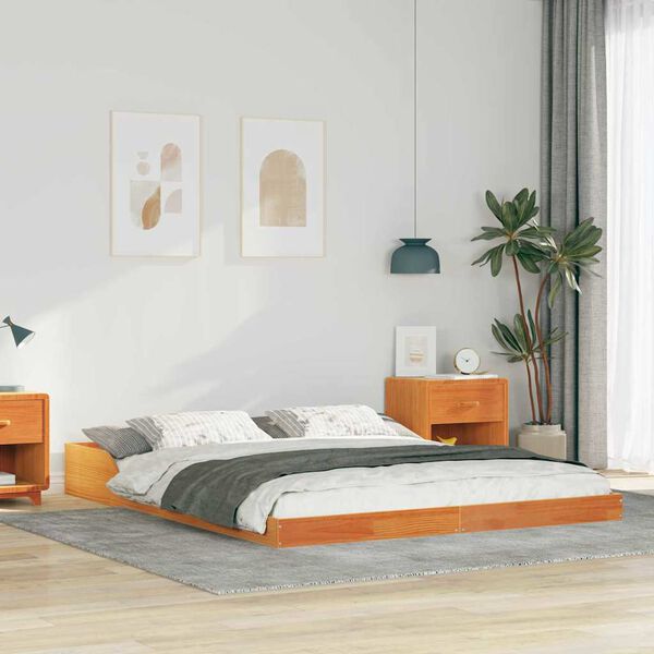 vidaXL Bedframe Wasbruin 140 x 220 cm Massief grenenhout