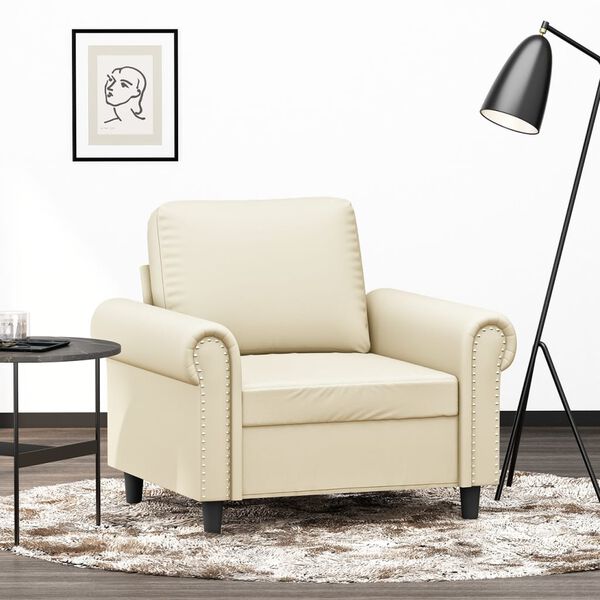 vidaXL Fauteuil 60 cm kunstleer cr&egrave;mekleurig