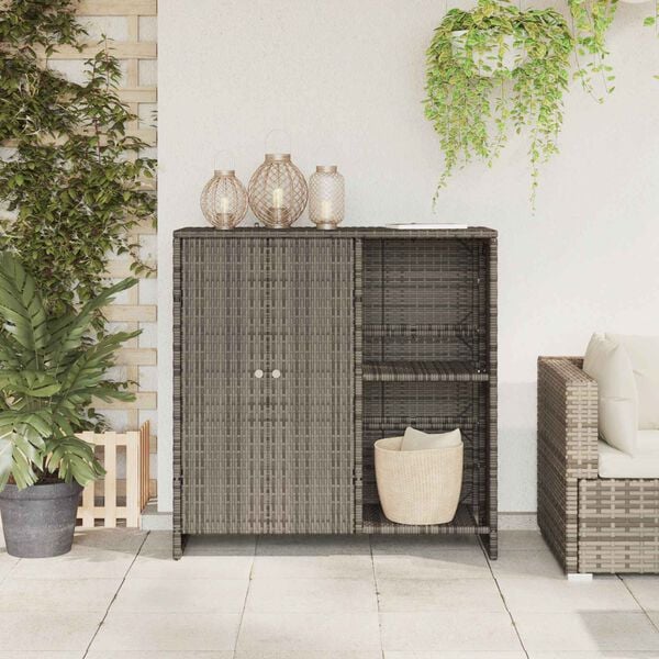 vidaXL Opbergkast met plank met opslag Grijs 100 x 36 x 102 cm Rattan
