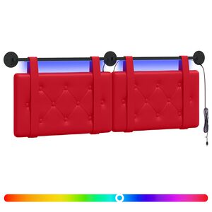 vidaXL Hangend hoofdbord Met LED-verlichting Rood Kunstleer