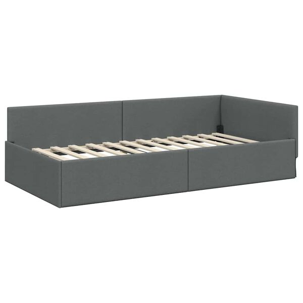 vidaXL Hoekbedframe met hoofdeinde Donkergrijs 80 cm x 200 cm Fluweel