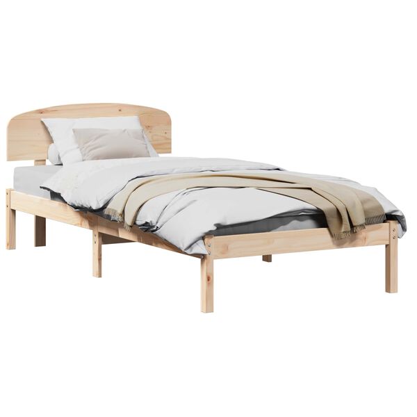 vidaXL Bedframe met hoofdeinde Naturel 90 x 190 cm Massief grenenhout