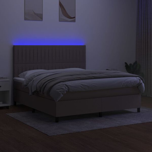 vidaXL Boxspring met matras en LED stof taupe 160x200 cm