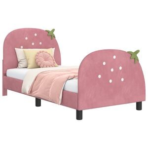 vidaXL Bedframe voor kinderen met hoofdbord Roze 80 x 160 cm Fluweel