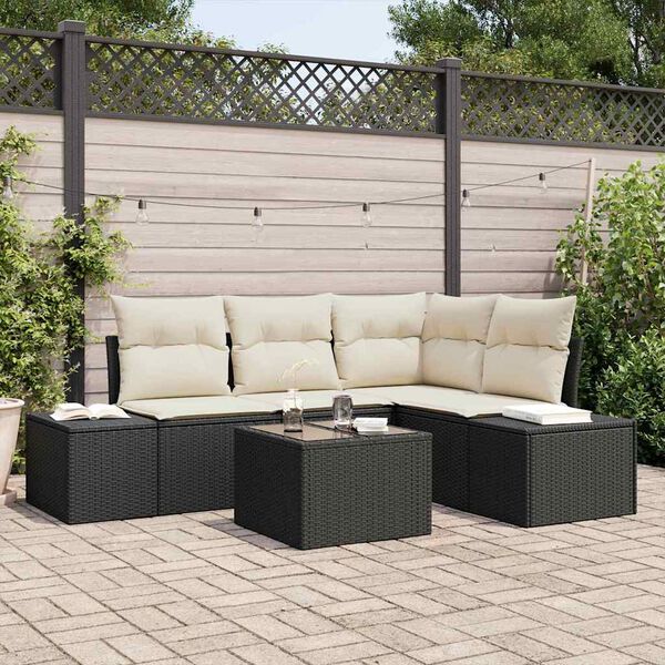 vidaXL Tuin Sofa Set 5 pcs Zwart poly rattan