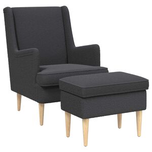 vidaXL Fauteuil met Voetenbank 2 st Donkergrijs Boucl&eacute;
