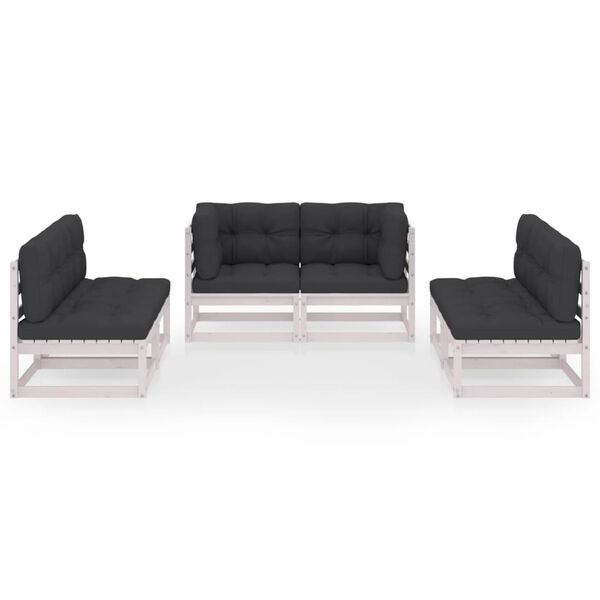 vidaXL 6-delige Loungeset met kussens massief grenenhout