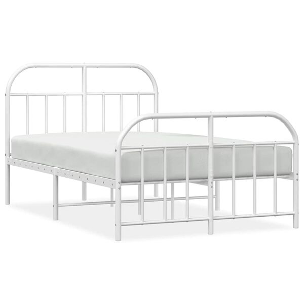 vidaXL Bedframe met hoofd- en voeteneinde metaal wit 120x200 cm