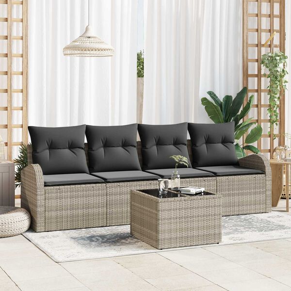vidaXL Tuin Sofa Set Lichtgrijs 55 x 55 x 37 cm poly rattan
