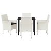 vidaXL Tuin eettafelset met kussen 5 pcs Wit poly rattan