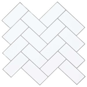 vidaXL Haringbeen Tegel 10 pcs Wit Grijs 30 x 30 cm