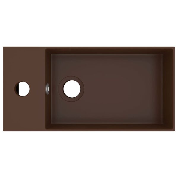 vidaXL Wastafel met overloop keramiek donkerbruin